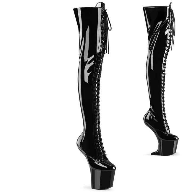 CRAZE-3023, 8 Inch Heelless Thigh High Boots By Pleaser USA