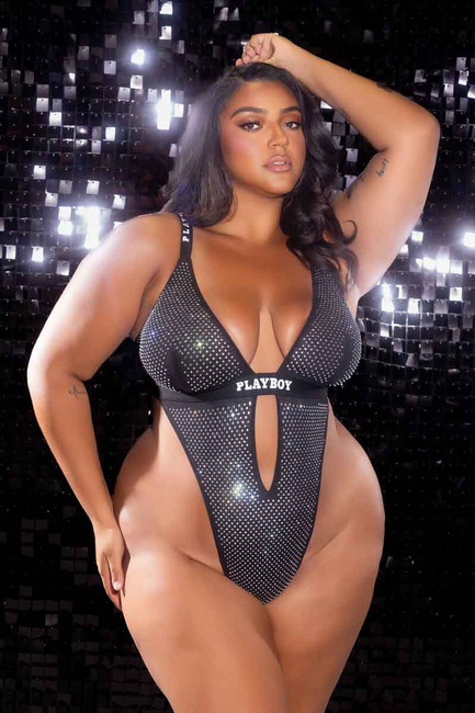 PBLI158X, Plus Size Rhinestones Teddy Life Style