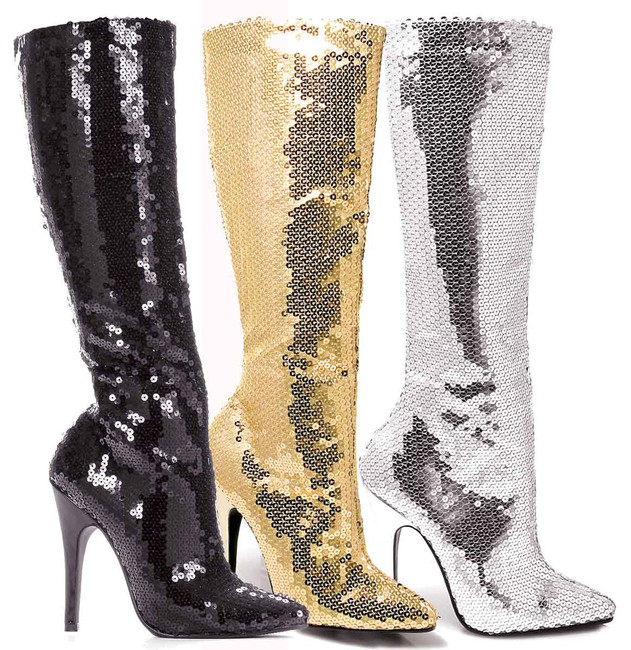 5" Sequins Knee High Boot Ellie Shoes | 511-Tin