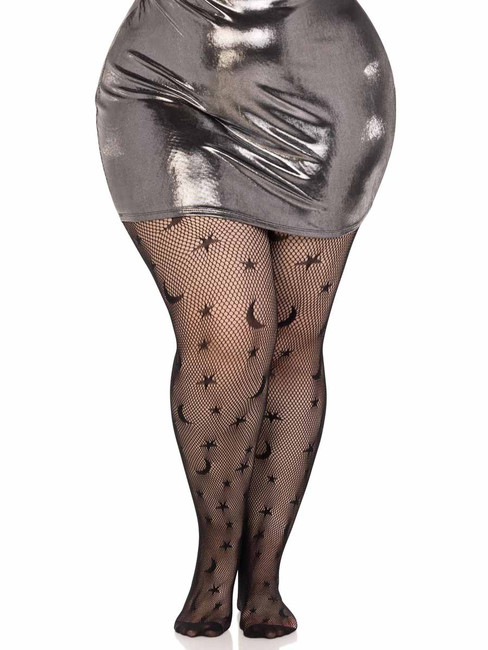 Leg Avenue LA9754X, Plus Size Celestial Net Tights