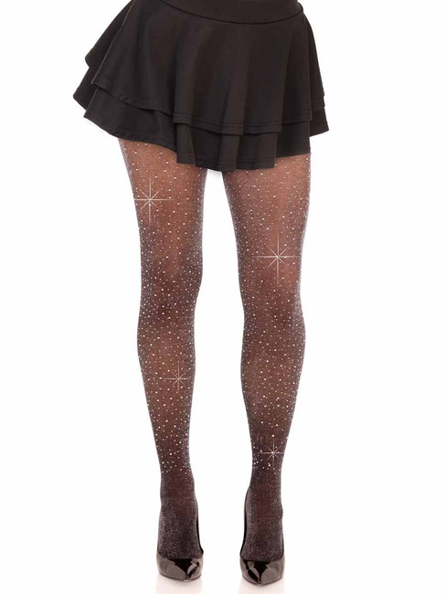 LA7134, Lurex Rhinestone Tights Front View