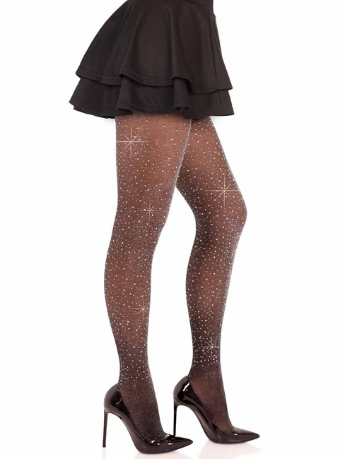 LA7134, Lurex Rhinestone Tights Side View