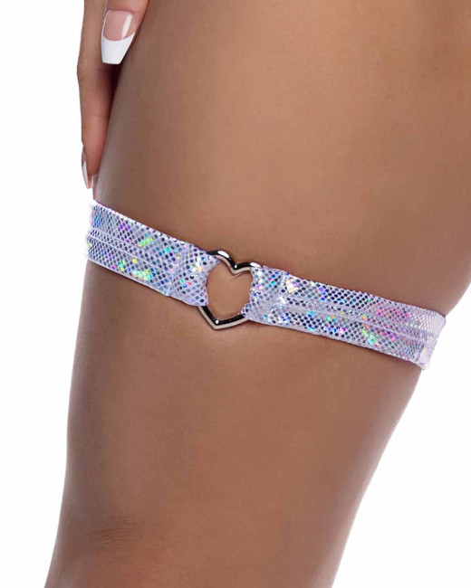 R-6659, White Garter with Heart Shape Ring