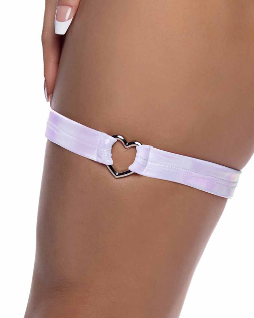 R-6727, Iridescent White Garter with Heart