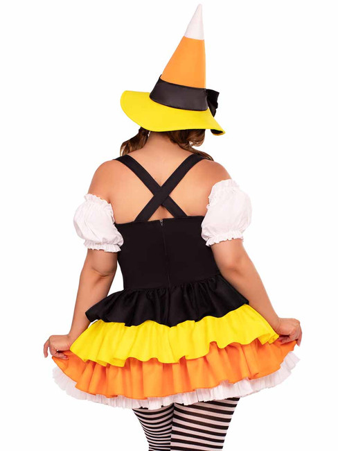 LA87267X, Candy Corn Witch Plus Size Costume Back View