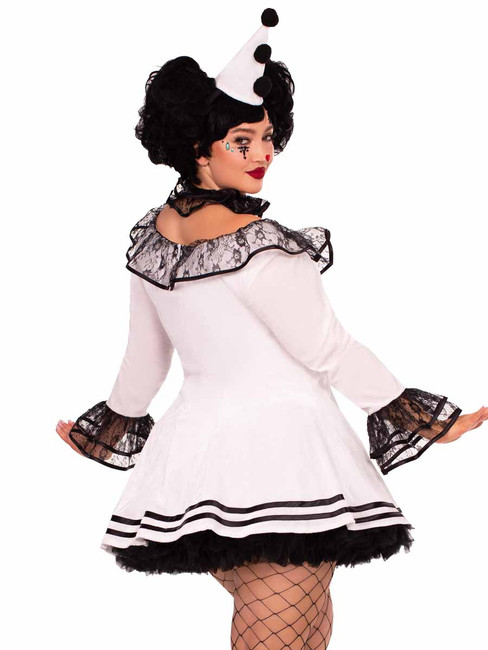 LA86658X, Pierrot Clown Plus Size Costume Back View