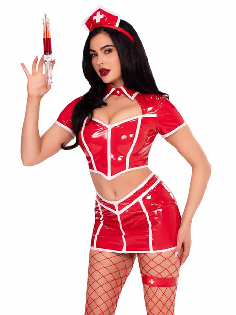 LA87258,  Red Alert Nurse Costume Front View