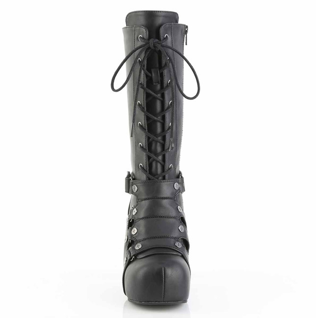 GOTHIKA-152, 3.75 Inch Chunky Heel Platform Knee High Boots Front View