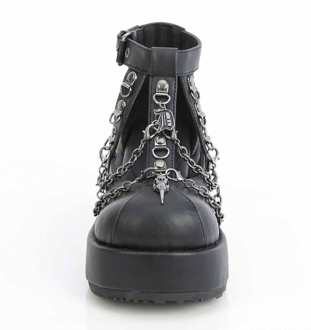 CUBBY-28, 2.75 Inch Platform Cage Shoe with Chain Front View