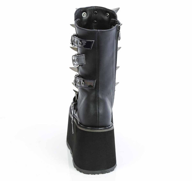 DAMNED-156, 3.5 Inch Platform Mid-Calf Boots with Spikes Back View