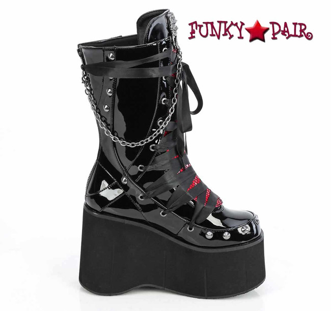 Demonia KERA-121, 4.5 Inch Platform Mid-Calf Boots with Corset Style Lacing