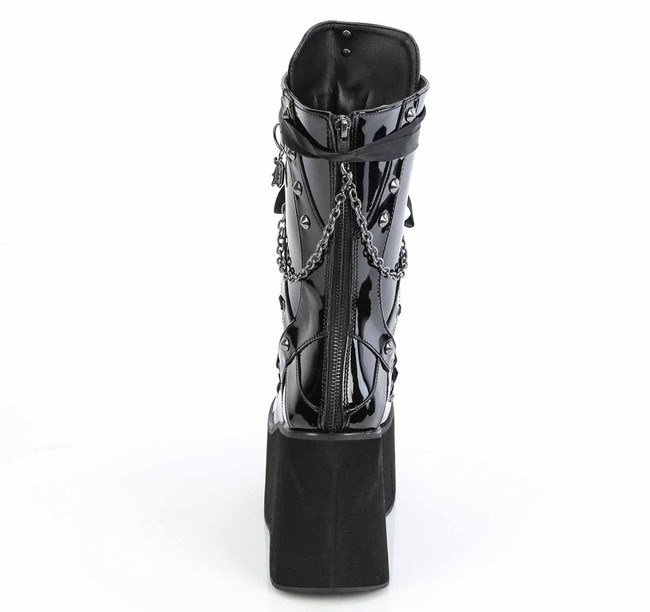 KERA-121, 4.5 Inch Platform Mid-Calf Boots with Corset Style Lacing Back View