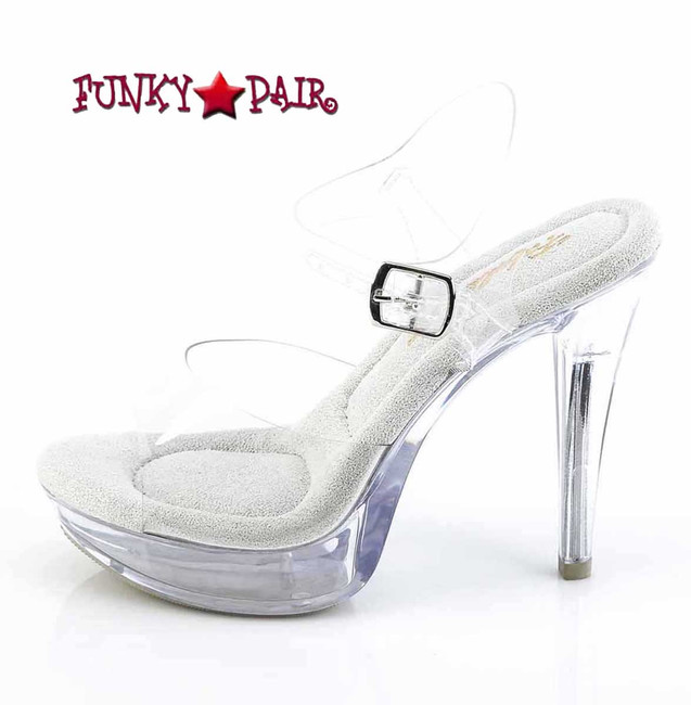 Fabulicious COCKTAIL-508C, 5 Inch Ankle Strap with Bottom Sole and Heel Clear