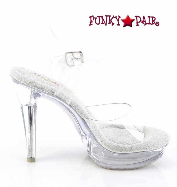 COCKTAIL-508C, 5 Inch Ankle Strap with Bottom Sole and Heel Clear Side View
