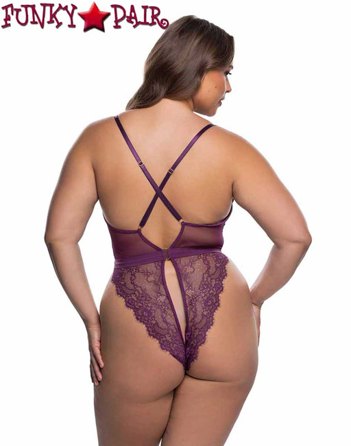 R-LI864Q, Plus Size Lace Teddy Back View