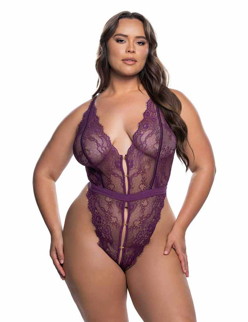R-LI864Q, Plus Size Lace Teddy By Roma