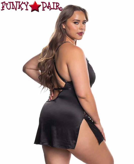 R-LI842Q, Plus Size Rose Accent Chemise Back View