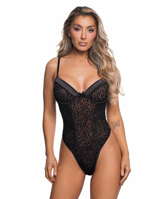 R-LI1016, Mesh Leopard Print Teddy By Roma