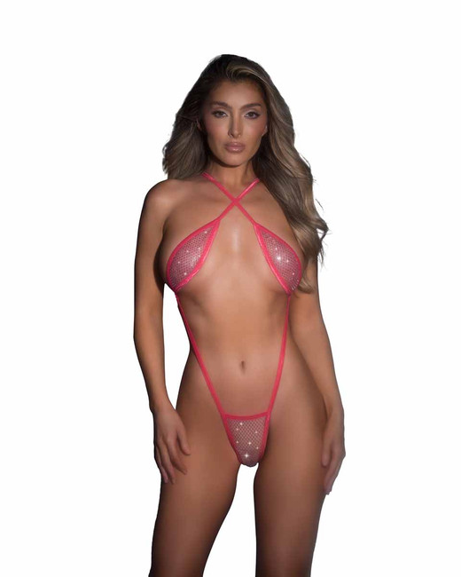 R-LI897, Hot Pink Rhinestones Teddy By Roma