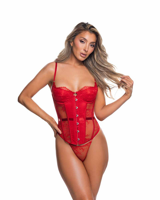R-LI853, Red Lace Corset By Roma