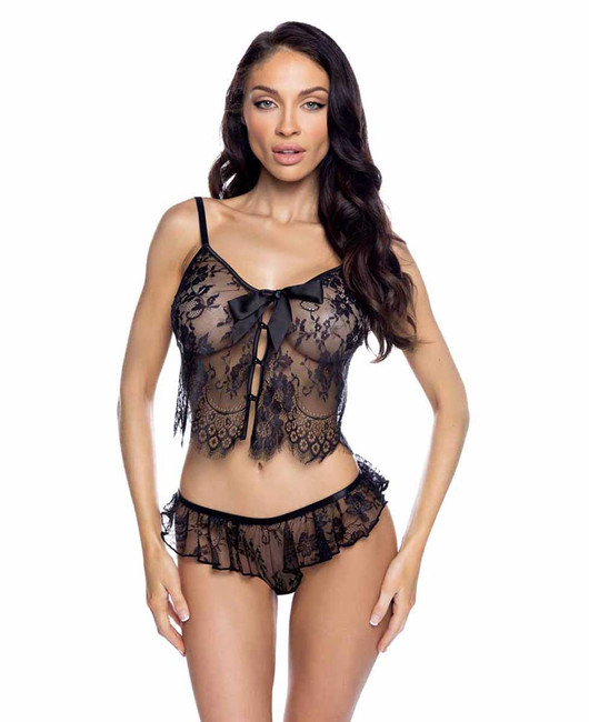 R-LI868, 2pc Black Lace Cami Set By Roma
