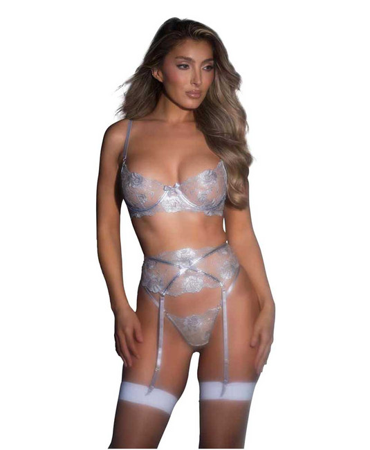 R-LI831, Flower Accent 3pc Garter Set By Roma