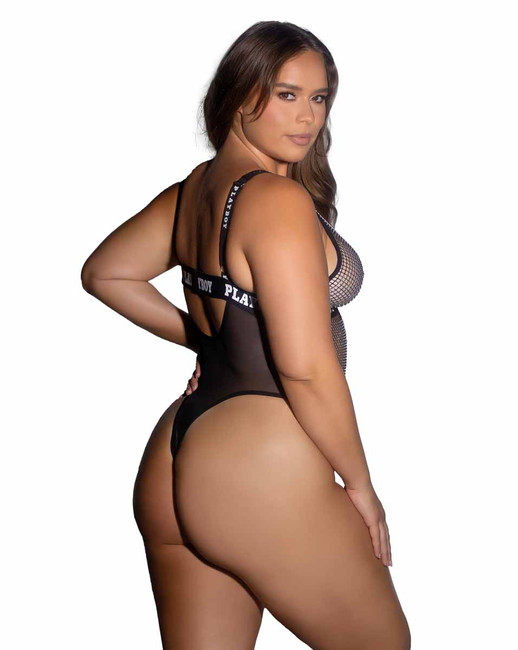 PBLI186Q, Plus Size Black Rhinestones Teddy Back View