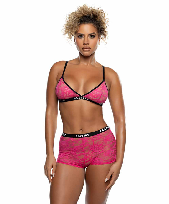 PBLI212, Lace Boyshort Set By PlayBoy Lingerie