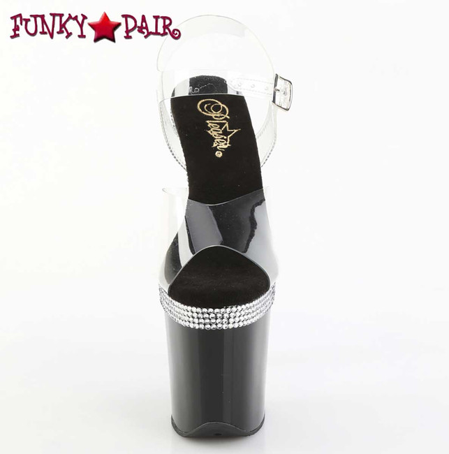 FLAMINGO-808MLS, 8 Inch Heel Rhinestones Platform Sandal Front View