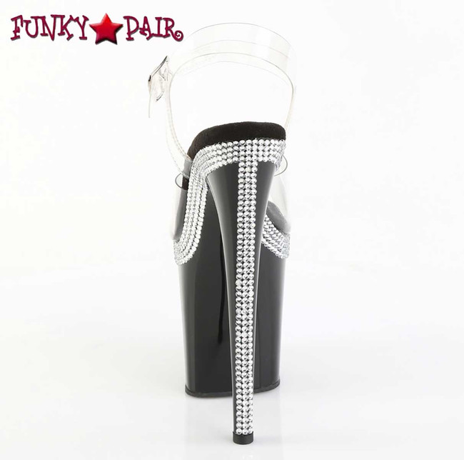 FLAMINGO-808MLS, 8 Inch Heel Rhinestones Platform Sandal Back View