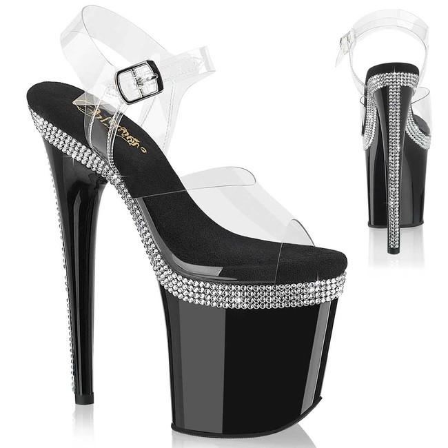 FLAMINGO-808MLS, 8 Inch Heel Rhinestones Platform Sandal By Pleaser USA