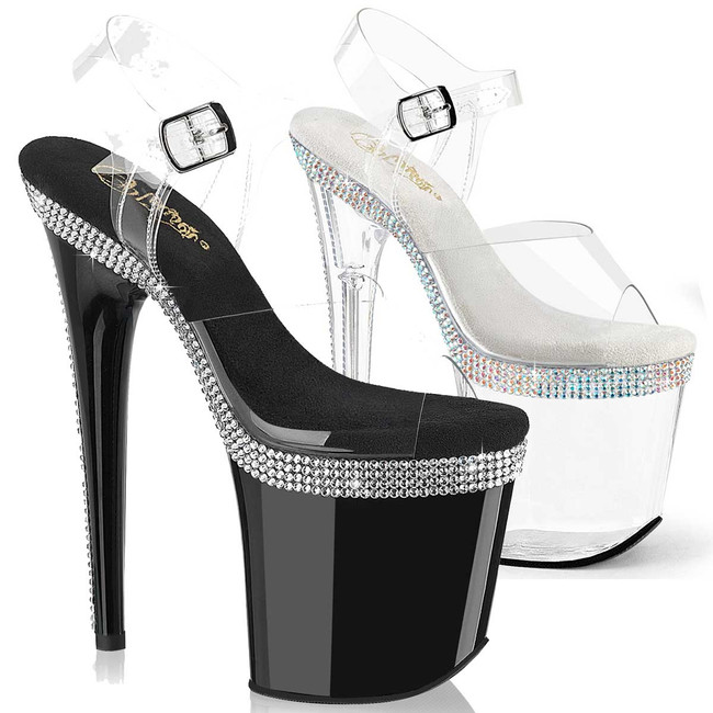 FLAMINGO-808MLS, 8 Inch Heel Rhinestones Platform Sandal By Pleaser USA