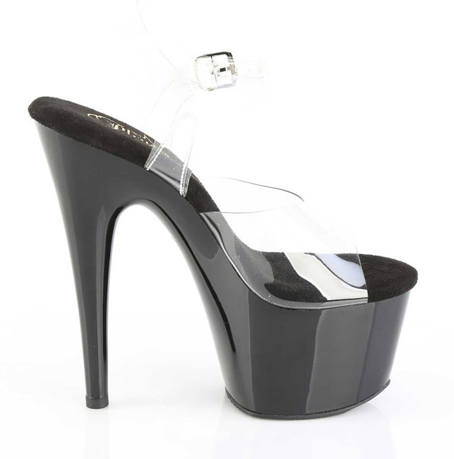 ADORE-708TIP-02, 7 Inch Heel Ankle Strap Platform Featuring Rhinestone "TIP ME" Side View