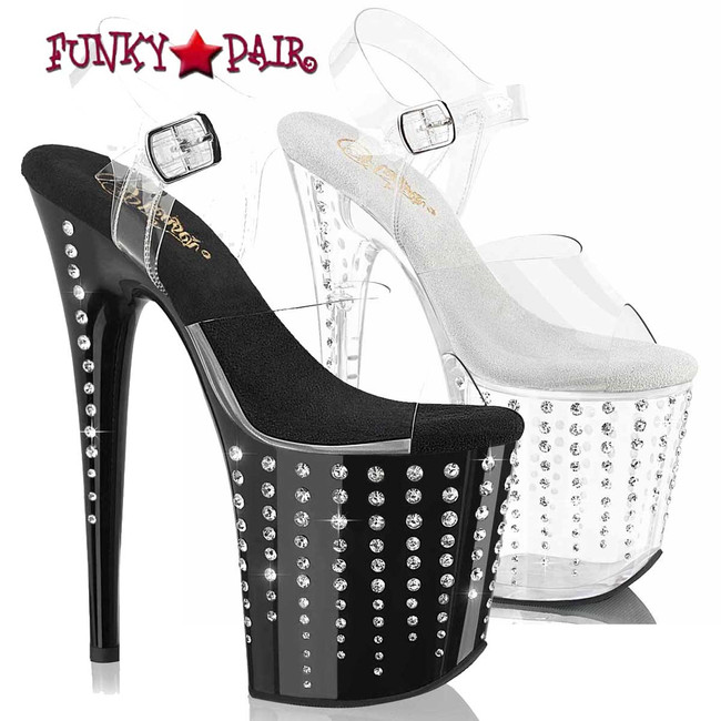 Pleaser FLAMINGO-808TDRS, 8" Platform w/ Rhinestones Teardrop