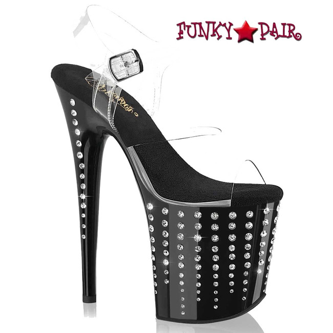 FLAMINGO-808TDRS, 8" Platform w/ Rhinestones Teardrop