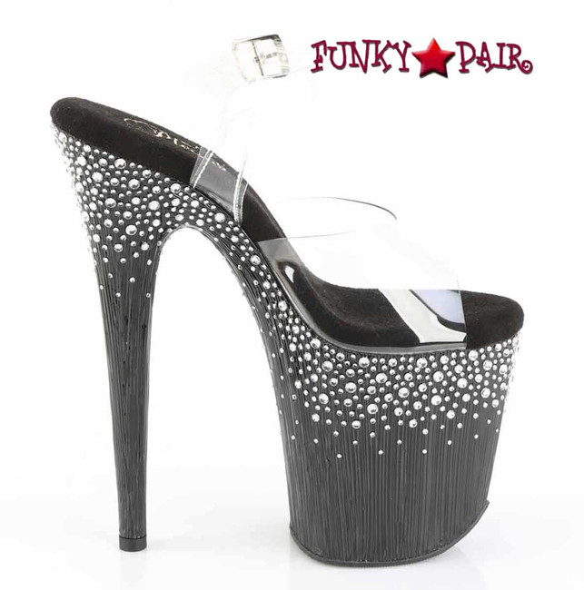 FLAMINGO-808SPKL-02, 8" Platform Sandal w/ Sprinkle Rhinestone Side View