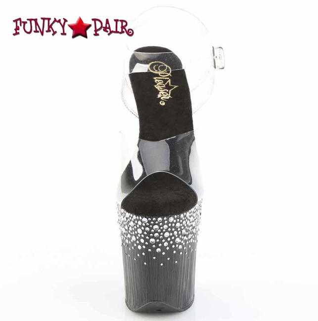 FLAMINGO-808SPKL-02, 8" Platform Sandal w/ Sprinkle Rhinestone Front View