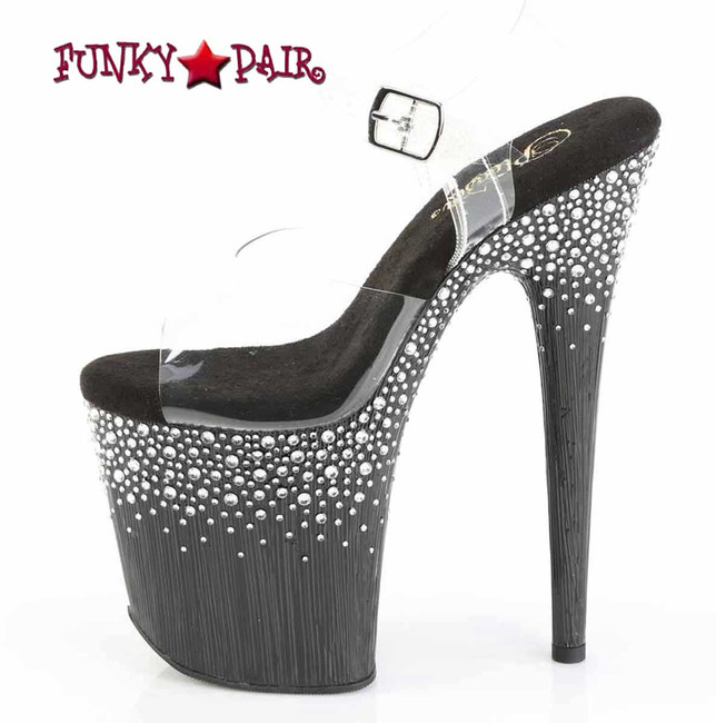 Pleaser FLAMINGO-808SPKL-02, 8" Platform Sandal w/ Sprinkle Rhinestone 