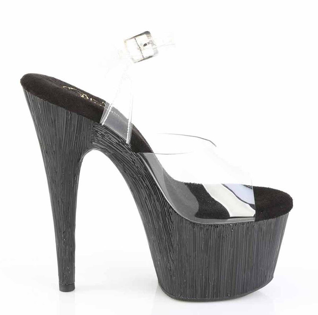 ADORE-708WFRS, 7" Platform Ankle Strap Sandal w/ Rhinestone Waterfall Side View