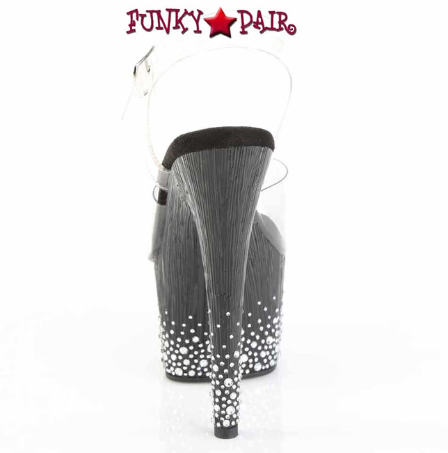 ADORE-708SPKL-01, 7" Platform Rhinestones Sprinkle Design Back View