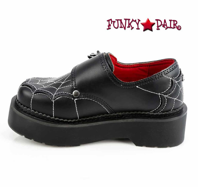 REBEL-03, 2 Inch Platform Oxford Shoe with Spiderweb Detail Inner Side View