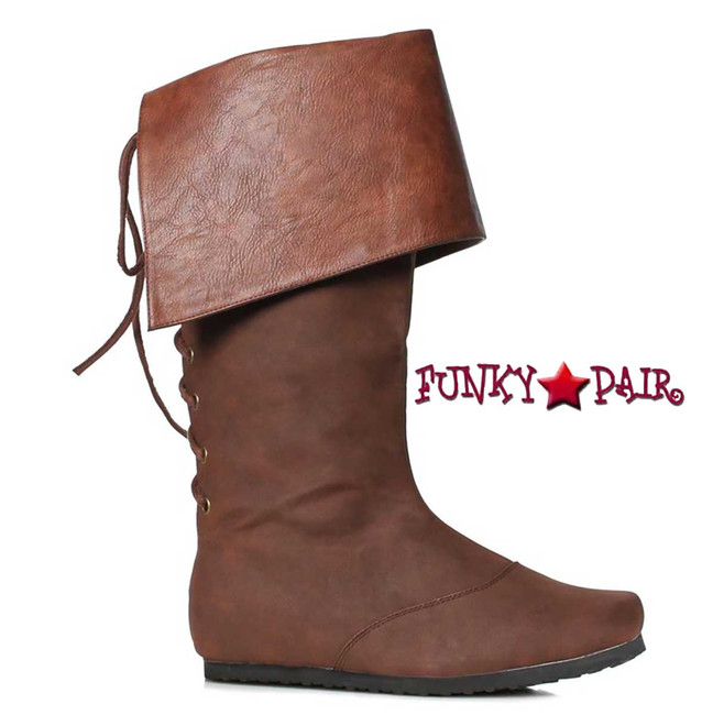 119-BRISTOL,  Brown 1 Inch Heel Men's Cuff Boots
