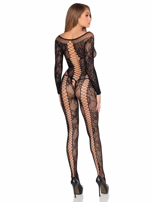 LA89369, Lace Lingerie Jumpsuit Full Back View