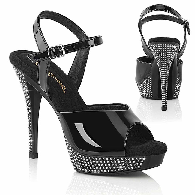 ATHENA-509, 5 Inch Ankle Strap with Rhinestones By Fabulicious