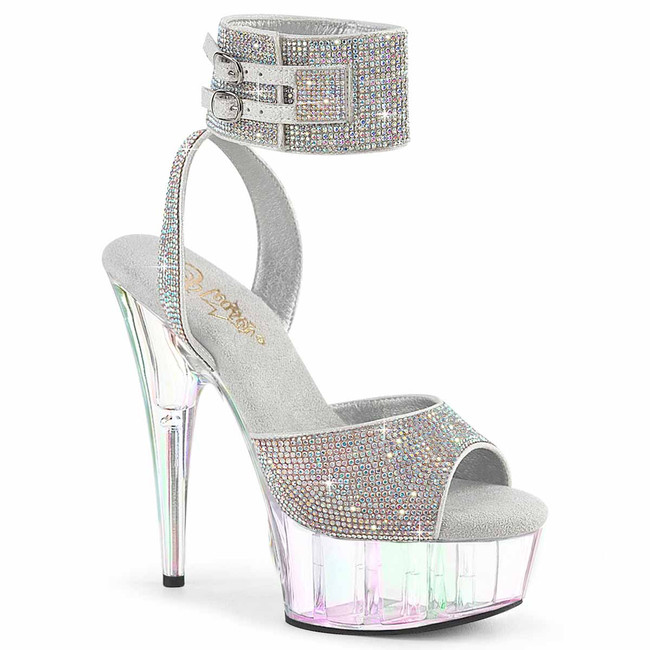 DELIGHT-691HTRS, 6 Inch Heel Platform Sandal with Rhinestones By Pleaser USA
