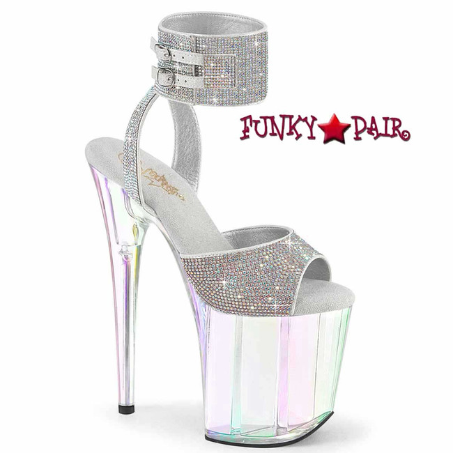 Pleaser FLAMINGO-891HTRS, 8 Inch Heel Platform Sandal with Rhinestones