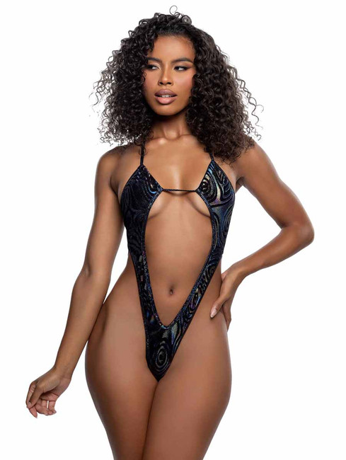 R6764, Velvet Plunge Rave Bodysuit By Roma