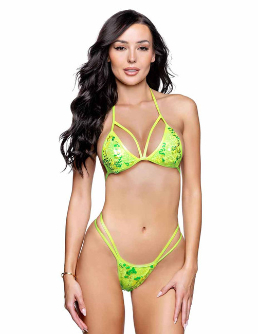 R6778, Neon Yellow Strappy Bikini Set