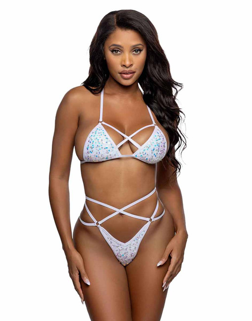 R6779, White Strappy Bikini Set