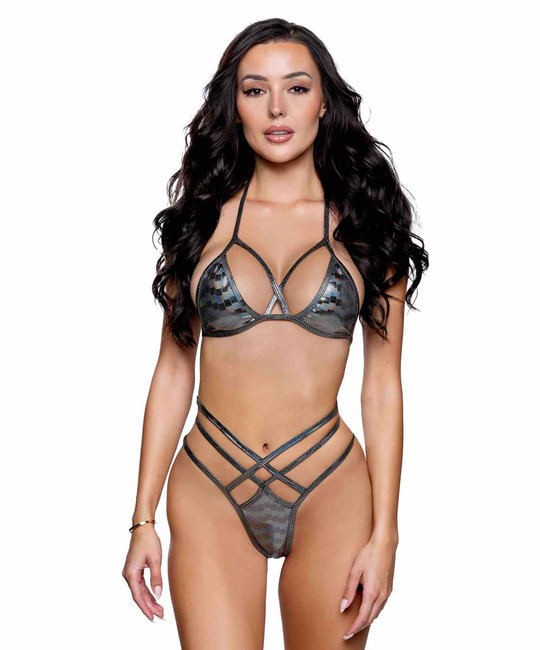R6780, Black Holographic Bikini Set